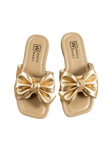 Image of GORGLITTER Girl's Bow Sandals Round Open Toe Slip on Beach Summer Shoes