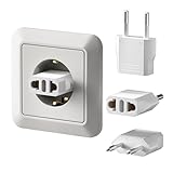 European Travel Plug Adapter, SUPERDANNY US to Europe Plug Adapter, American 2-Prong Plug to Type C EU Plug Converter, Travel Plug for Germany, France, Spain, Italy, 4 Packs (White)