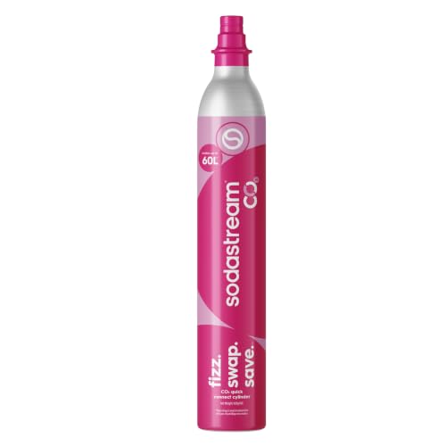 SodaStream CO2 Gas Cylinder Refill 1 x 60L Pink Quick Connect Soda Stream Gas Refill Makes Up to 60 Litres Sparkling Water Compatible with TERRA DUO ART GAIA E-TERRA ULTIMATE and ENSO