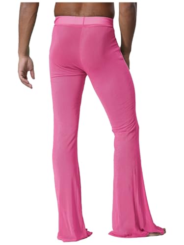 Men's Mesh Through Flared Bell Bottom Pants High Waist Breathable Cover Up Trousers Beachwear2