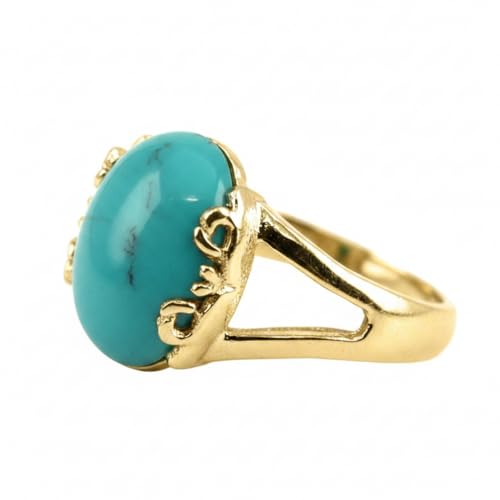 Image of 55Carat Choose Your Color Genuine Stone Ring 18K Gold Plated Oval Handmade Jewellery for Gift Sizes 4-13