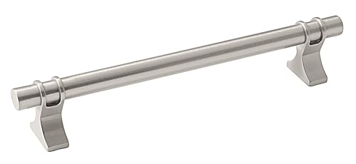 Image of Amerock | Cabinet Pull | Satin Nickel | 6-5 /16 inch (160 mm) Center to Center | Davenport | 1 Pack | Drawer Pull | Drawer Handle | Cabinet Hardware