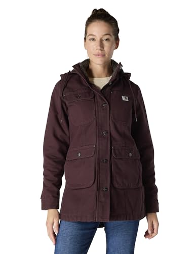Carhartt Women's Loose Fit Washed Duck Coat, Blackberry, 3X