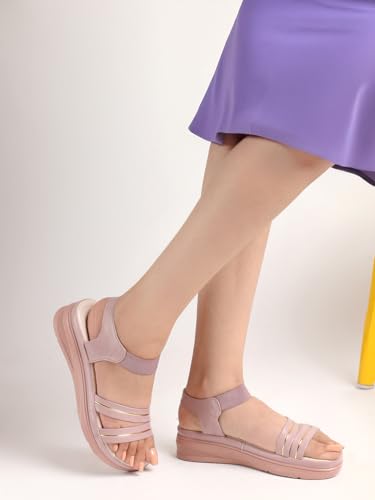 Image of Ladies Hub Stylish Women's Wedge Sandals Platform Heels with Extra Soft Cushioned Footbed, Ankle Strap & Open Toe Style