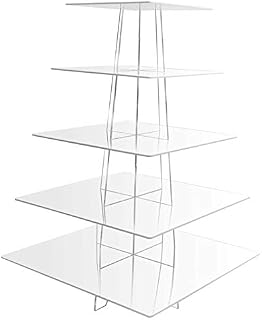 Display4top Cupcake Stand Acrylic Display for Wedding Birthday Party (5 Tier Suqare)
