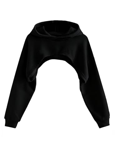 Girls Super Cropped Hoodie Drop Shoulder Pullover Long Sleeve Crop Top