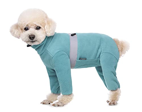 BT Bear Winter Dog Coat,Adjustable Pet Warm Onesie Thickens Warmth Fleece Jumpsuit Clothes Pajamas Costume Apparel for Small Dogs Medium Dogs (Lake blue,XXL)