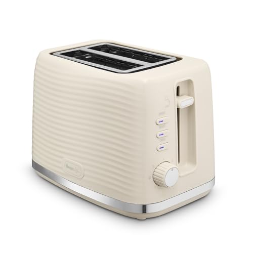 Swan ST19034CRM Wave 2-Slice Toaster, 7 Browning Levels, Defrost, Cancel & Reheat Functions, Removable Crumb Tray, Hidden Cord Storage, Non-Slip Feet, Cream