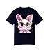 Kids Girls Rabbit Print Tshirt Cute Stretchy Short Sleeve Crew Neck Basic Tee Summer Loose Fit (Navy, 12-13 Years)