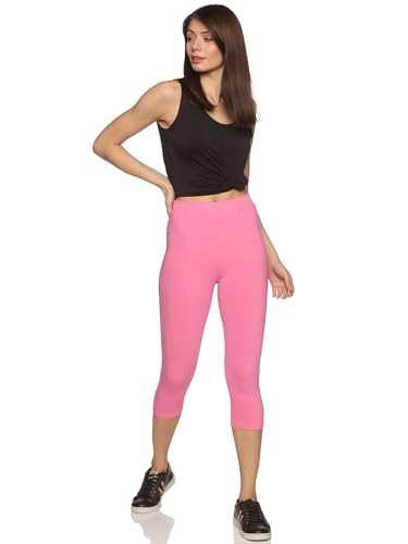 Image of OUTFLITS Women's Knee-Length Cotton Spandex Essential Capri Stretchy Leggings |Small - 2XL Adult |Yoga Leggings, Workout, Gym, Running 3 /4th Leggings for Women(OFLLC)