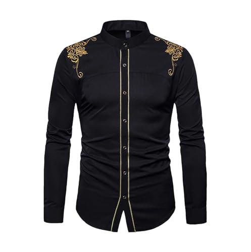 Gold Embroidery White Shirt Men Stand Collar Dress Shirts Casual Slim Long Sleeve Casual Tops : Clothing, Shoes & Jewelry - Amazon.com Gold Embroidery White Shirt Men Stand Collar Dress Shirts Casual Slim Long Sleeve Casual Tops : Clothing, Shoes & Jewelry - Amazon.com
