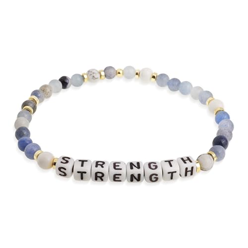 Beaded Stretch Bracelets for Women, Stackable Gold Aquamarine Stone Bead Ball Bracelet