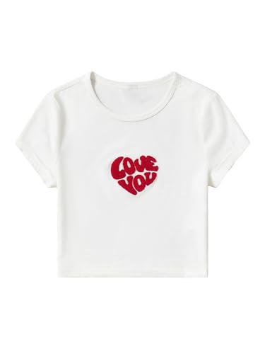 T-shirt court au motif graphique audacieux avec col rond confortable Floerns