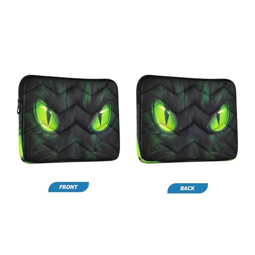 Funda para portátil de 13-14 pulgadas con diseño de ojos verdes de gato miniatura 2