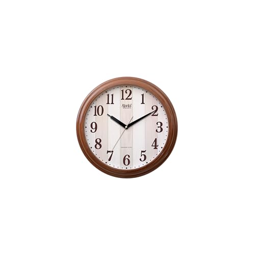 Image of Ajanta Luxury Teak Wood Wall Clock 6067-13.8 Inch - Elegant Silent Sweep Quiet Mechanism - Classic Wooden Finish Decor