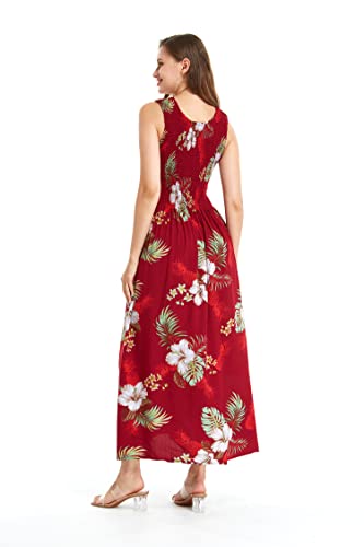Image of Matchable Family Hawaiian Luau Men Women Girl Boy Clothes in Pineapple Garden Burgundy