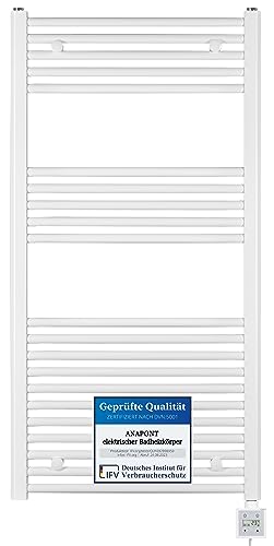 Anapont Radiadores de baño, eléctrico, Eléctrico H 1175 x 500b blanco/recto con Control de tiempo
