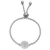 Pulseras de acero inoxidable dorado para mujer pulsera con colgante con medalla de San Benito para accesorio de joyería a mano Lovely And Professional
