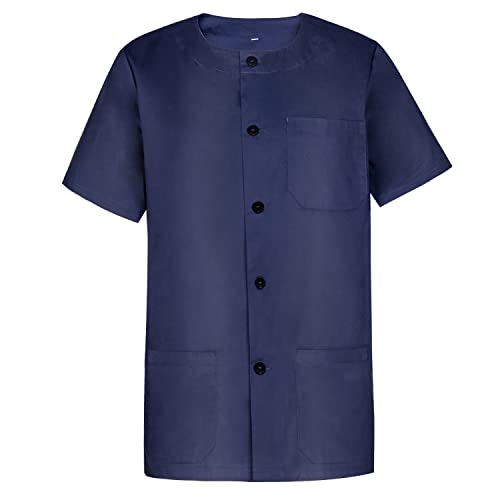 MISEMIYA - Camisa Sanitario Unisex/Hombre Cuello Redondo Uniformes Sanitarios 833 - S, Azul Marino