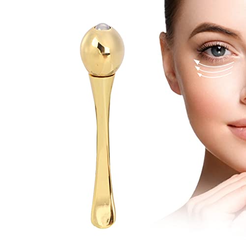Haosie Gold Zinc Alloy Eye Roller Anti Wrinkle Eye Massager Under Upcircle Eyes Roller Cream Import Scoop for Dark Circles Puffiness Puffy (0.6×3In)