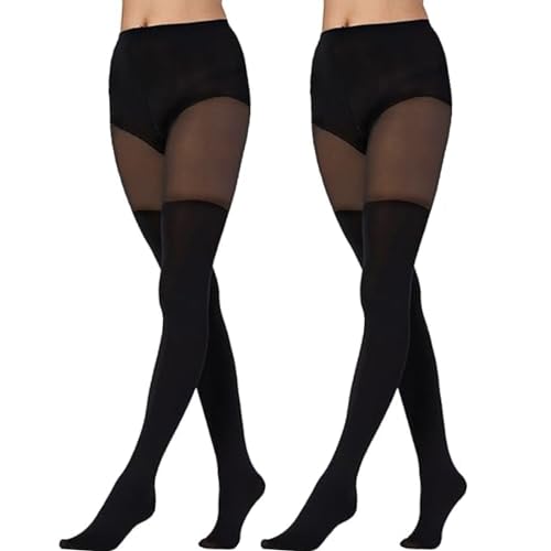 Women's Faux Thigh High Pantyhose Tights Over Knee Stockings Thigh High Faux Stockings Fashion Tights 2Pairs White