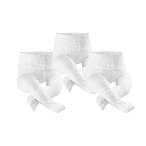 Image of Petrass Baby Girls Cable Knitted Tights Infant Full-Footed Seamless Cotton Tights New-born Girls Seamless Leggings 3/4/5/6