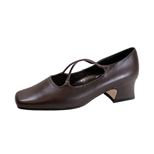 Peerage Mazie Women's Wide Width Criss-Cross Straps Leather Pumps