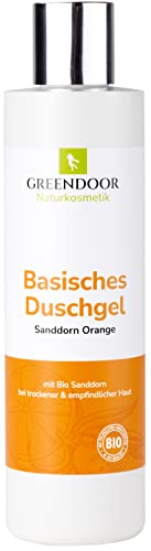 GREENDOOR Basisches Natur Duschgel Bio Sanddorn Orange 250ml, biologisch abbaubar, vegan, Naturkosmetik ohne Sulfate Silikon Parabene, natürlich, outdoor geeignet