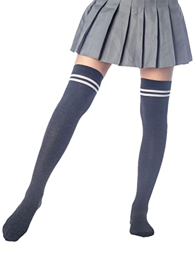 Image of iB-iP Women's Football Style Stripes Sports Thigh High Long Socks