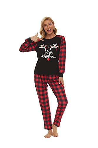 Image of VENTELAN Family Matching Christmas Pajamas Set Holiday Santa Claus Sleepwear Xmas PJS Set for Couples and Kids