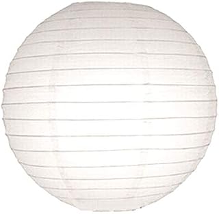20" Paper Lantern White Large with Regular Wire Ribbing