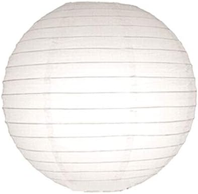 24inch Paper Lantern White with Regular Wire Ribbing
