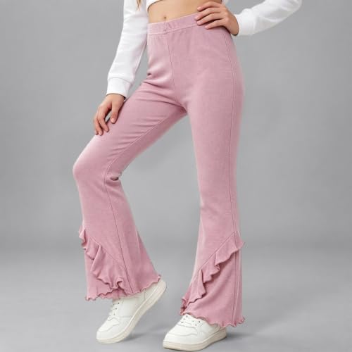 Girls School Uniform Ruffle Flare Pants High Waist Bell Bottom Trousers - image 2