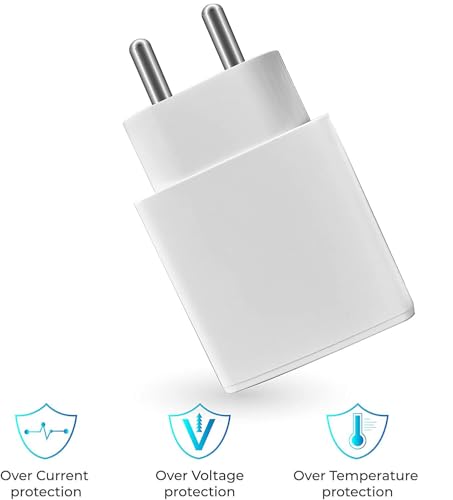 Image of 18W Charger for Xiaomi Redmi 13C 5G / 13 C Charger Original Adapter Like Android Mobile Fast USB Wall Charger with 1 Meter USB Type C Charging Data Cable (3 Amp, TVI6, White)