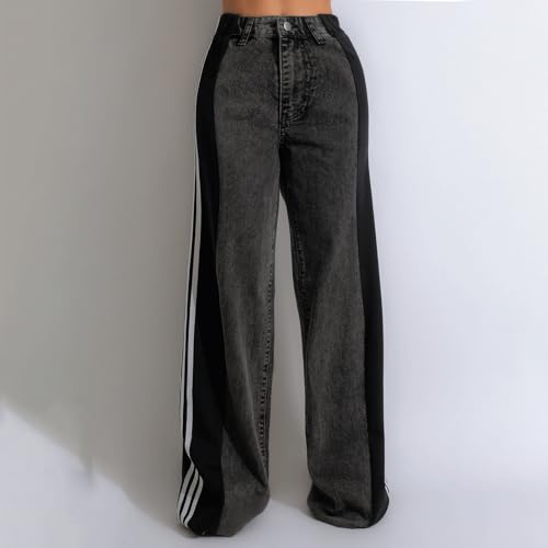 Jean à Rayures pour Femmes Pantalon Extensible Confort Absolu