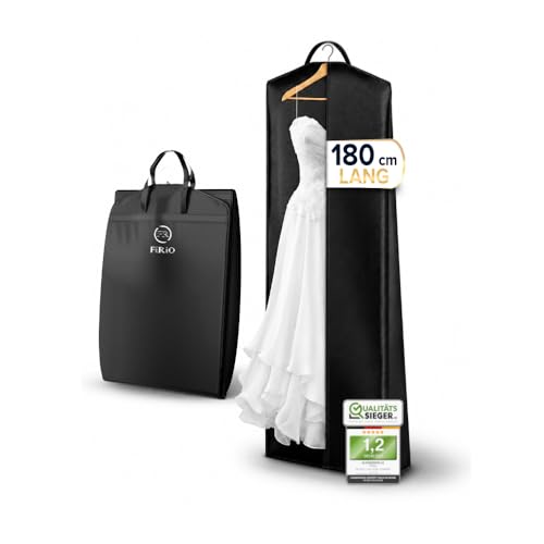 FiRiO 1 x Premium Kleidersack lang 180 cm - Faltbarer Kleidersack für Brautkleider Hochzeitskleider lange Kleider & Mäntel - Kleiderschutzhülle mit Tragegriff für Reise & Aufbewahrung (10cm Tiefe)