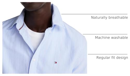 Image of Tommy Hilfiger Men's Long Sleeve Oxford Shirts in Regular Fit, Men's Button Down Shirts, Also Available in Big and Tall