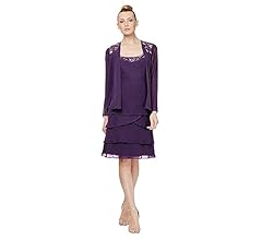 Amazon.com: S.L. Fashions Women's Embellished Tiered Jacket Dress (Petite  and Regular), Navy : Clothing, Shoes u0026 Jewelry