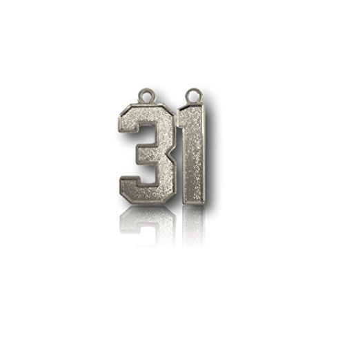 Number 31 Silver Plated Jersey Style Sports Necklace Charm Pendant (0.8