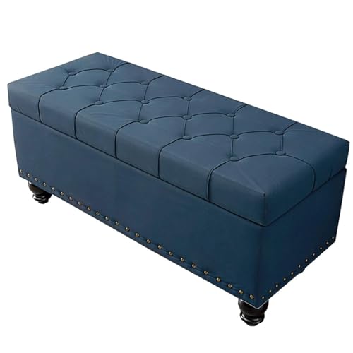 Tabouret de rangement en cuir PU pliable et rectangulaire avec décoration rivet