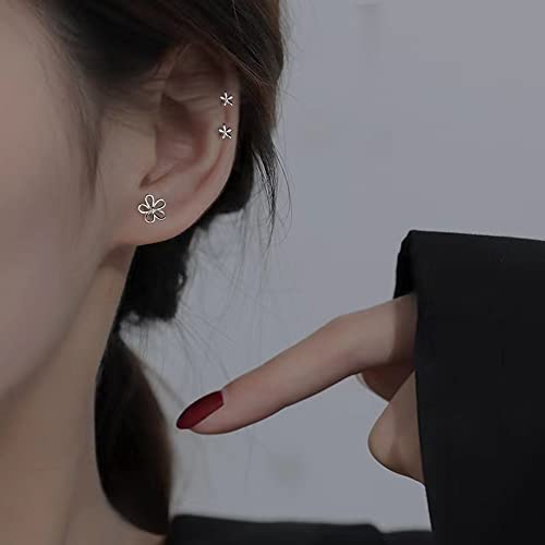 2 Pairs of Mini Daisy Flower Stud Earrings Dainty 925 Sterling Silver Cute Sunflowers Studs for Women Hypoallergenic Sensitive Ears Cartilage Helix Conch Piercing Studs Birthday Jewelry Set Gifts4