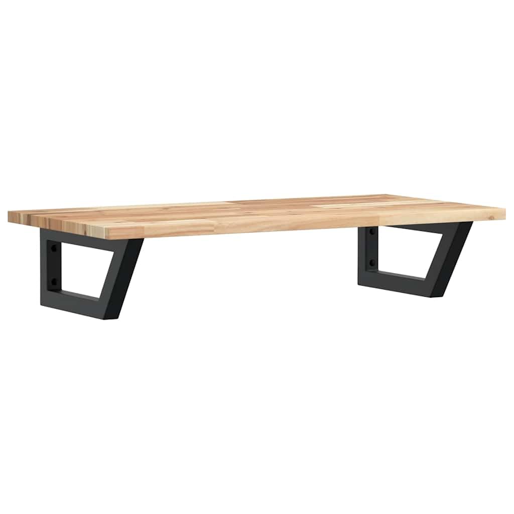Estantería para lavabo de pared de acero y madera maciza de acacia, 60 x 40 cm, soporta 100 kg, ahorra espacio con soporte trapezoidal, ideal para lavabos de baño, lavabo con armario bajo