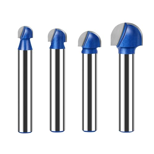 Fraise à bout sphérique à tige de 6 mm, 1/4 po, 1/4 po, fraise à bois à double cannelure en carbure(4PCS 6.35mm Shank)