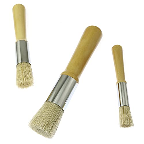 Bllndx Wooden Stencil Brush 3Pcs Natural Pure Hog Bristle Template Paint Brushes For Acrylic Oil Watercolor Art Painting Stencil Project Card Making Diy Crafts (#2,6# And #10) #TOP2