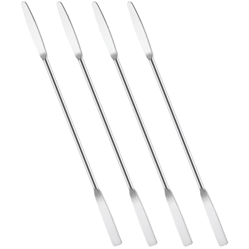 Andibro Lot de 4 mini spatules de laboratoire en acier inoxydable à double extrémité avec pointe carrée et ronde - Idéales pour mélanger les...
