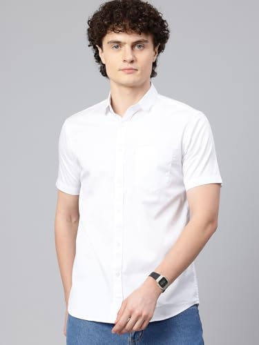Image of Majestic Man Slim Fit Pure Cotton Half Sleeve Solid Casual Shirt