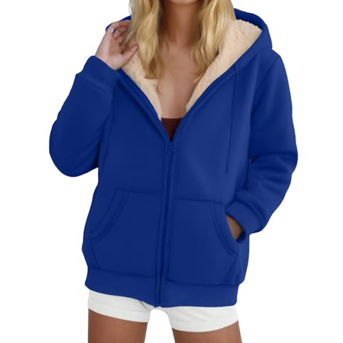 Hoodies for Women Winter Fleece Sweatshirt - Full Zip Up Thick Sherpa Lined Hooded Thick Jacket Coats