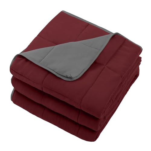Weighted Blanket for Adults 15lbs, 48"x72", Twin Full Size Cooling Heavy Throw Blanket for 120-160lbs, Microfiber Soft Thick Big Blankets Weighted Comforter Gift for Sleeping, Red Grey