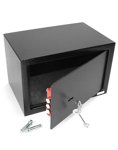 Miniatura 7 de Qwork Caja Seguridad 31 X 20 X 20 Cm - Cerradura De Triple Paletón - Construcción Robusta De Acero - Para Efectivo Joyas Teléfono Objetos De Valor