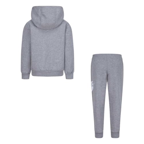 Image of Nike Kids' Sportswear Club Fleece Pullover Hoodie and Joggers 2-Piece Outfit Set (Large Swoosh Logo)